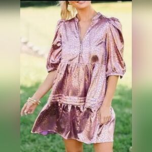 New TCEC Metallic Print Mini Dress Size Medium